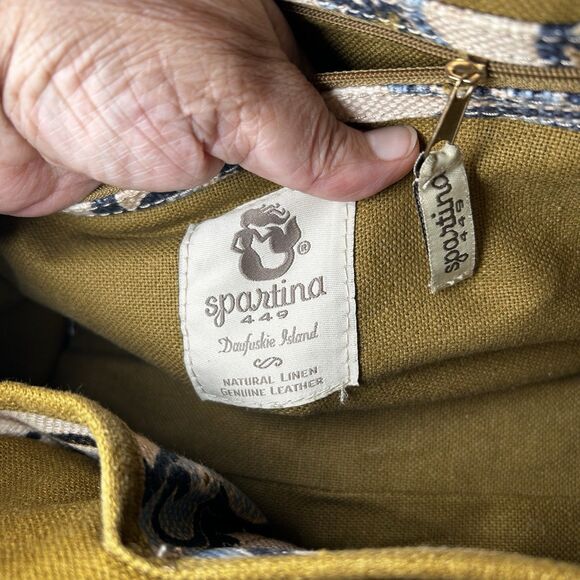 Spartina 449 Daufuskie Island paisley print satchel bag in linen and leather - Picture 6 of 6